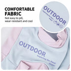 Soft stretch fabric and printed detail on the color-block dog tank