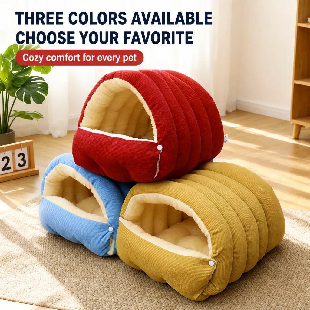 Semi-Enclosed Foam Pet Bed for Cats and Small Dogs