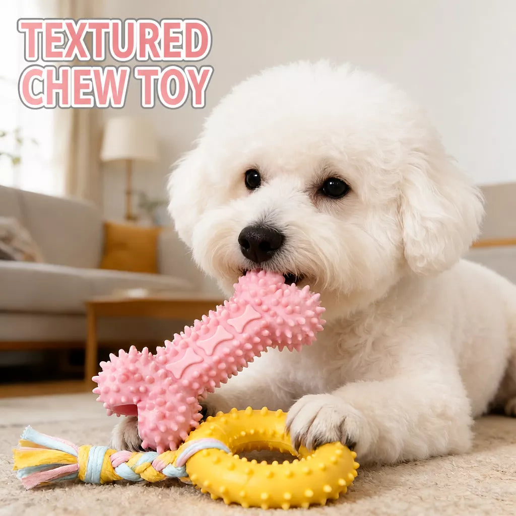 Silicone Dog Chew Toy – Ball, Bone & Rope Shapes