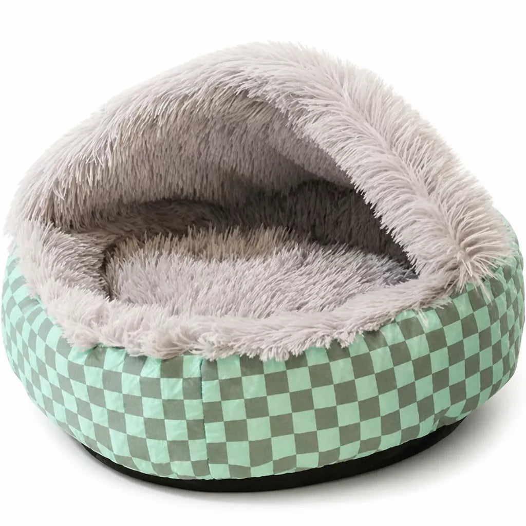 Semi-Enclosed Plush Pet Bed