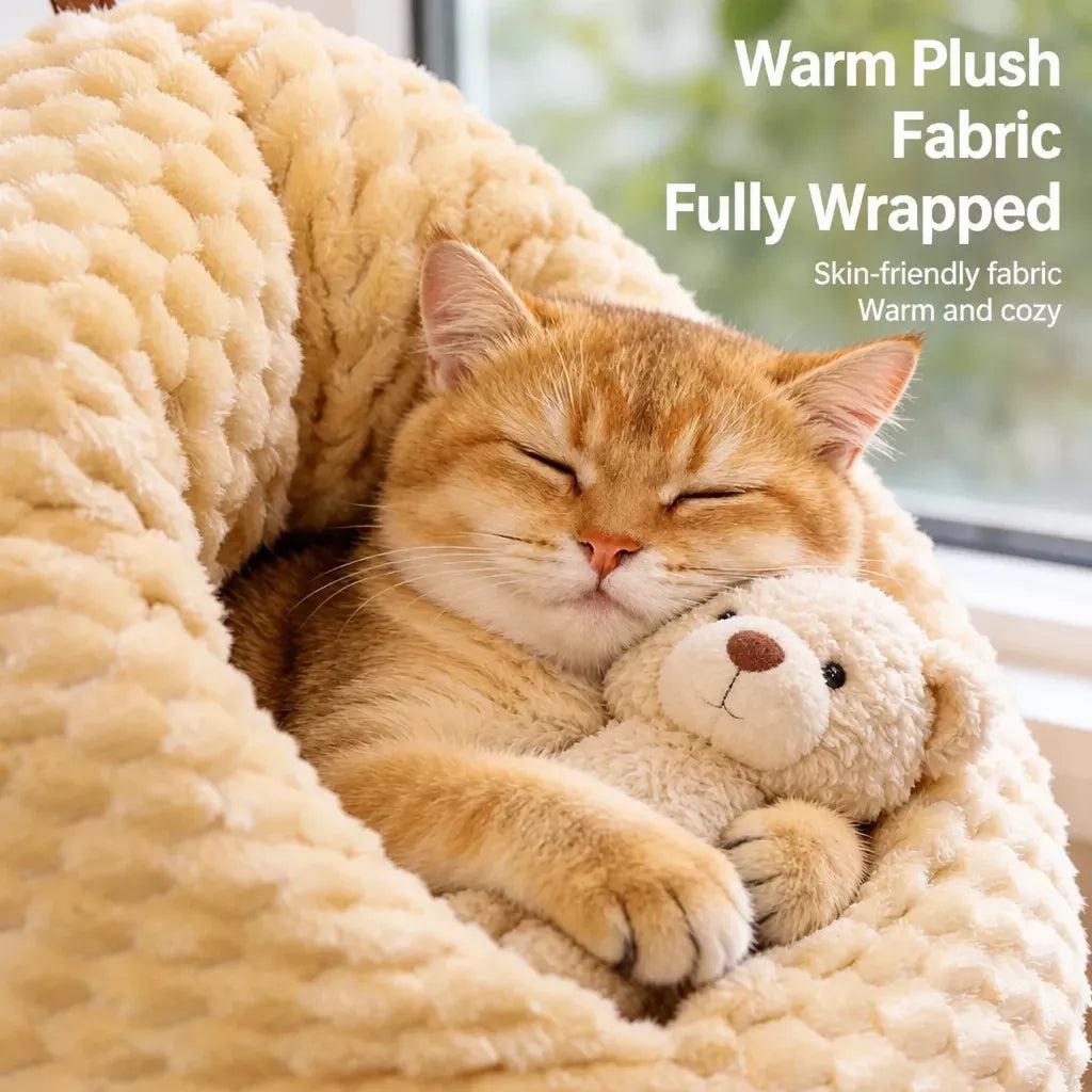 Textured Plush Cat Cave Bed — design and construction details