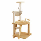 Natural wood cat tower product view