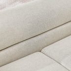 Beige linen upholstery close-up on a dog sofa