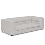 Angled product view of an oversized beige dog sofa