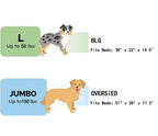 Size guide for the oversized beige dog sofa