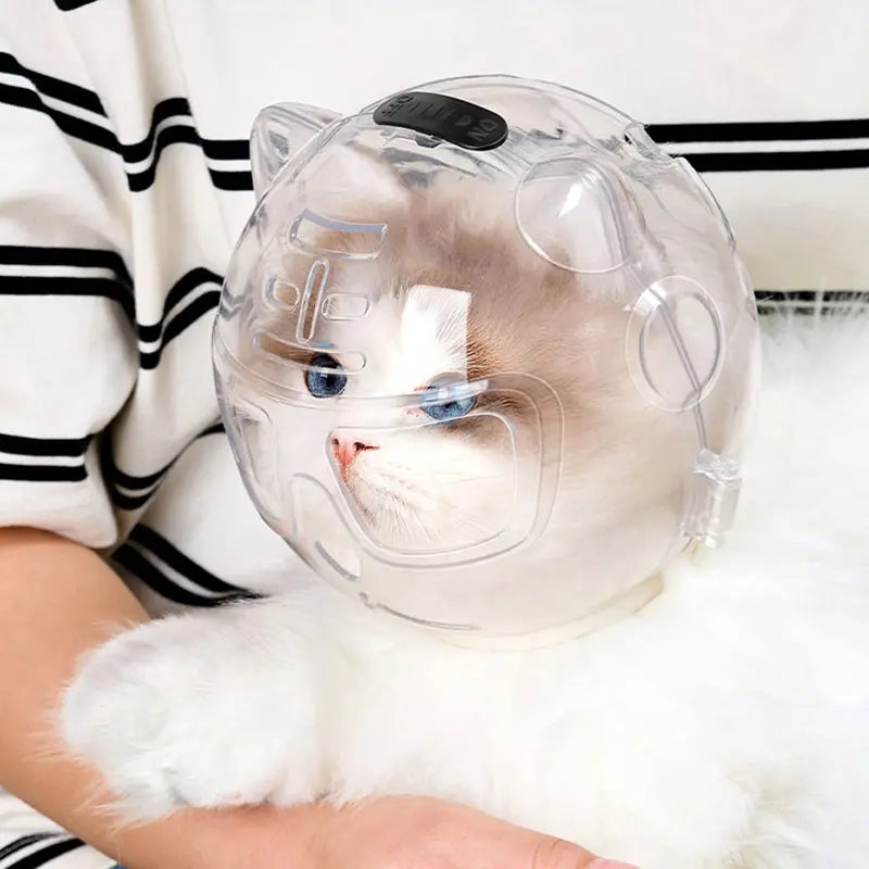 Transparent Cat Grooming Muzzle Helmet product view