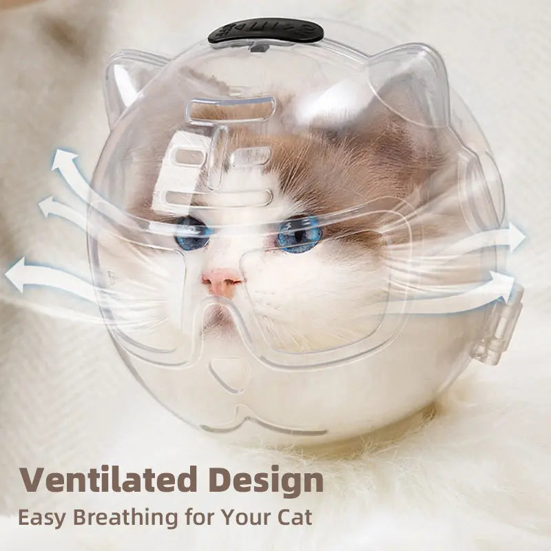 Transparent Cat Grooming Muzzle Helmet feature detail 2