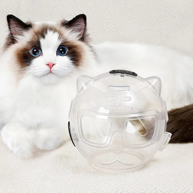 Transparent Cat Grooming Muzzle Helmet feature detail 3