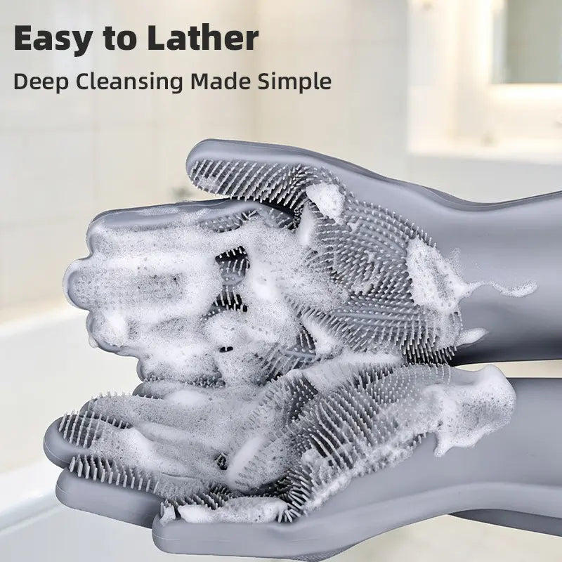 Extra-Long Silicone Pet Bathing Gloves feature detail 1