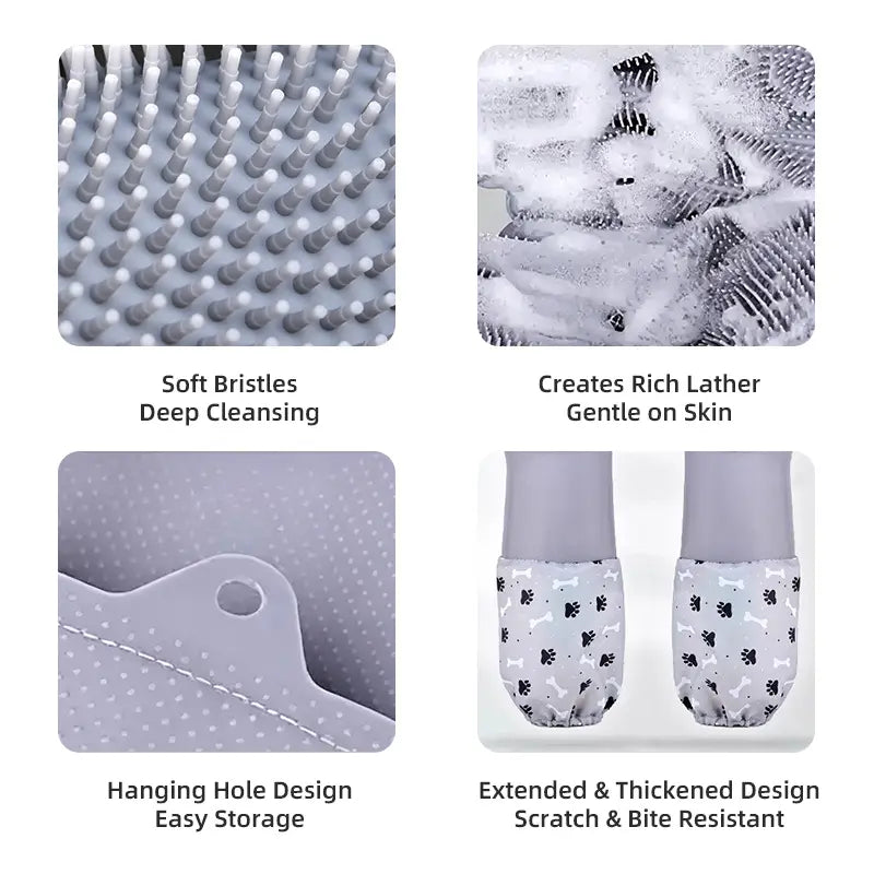 Extra-Long Silicone Pet Bathing Gloves feature detail 4