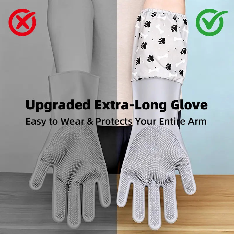 Extra-Long Silicone Pet Bathing Gloves feature detail 5