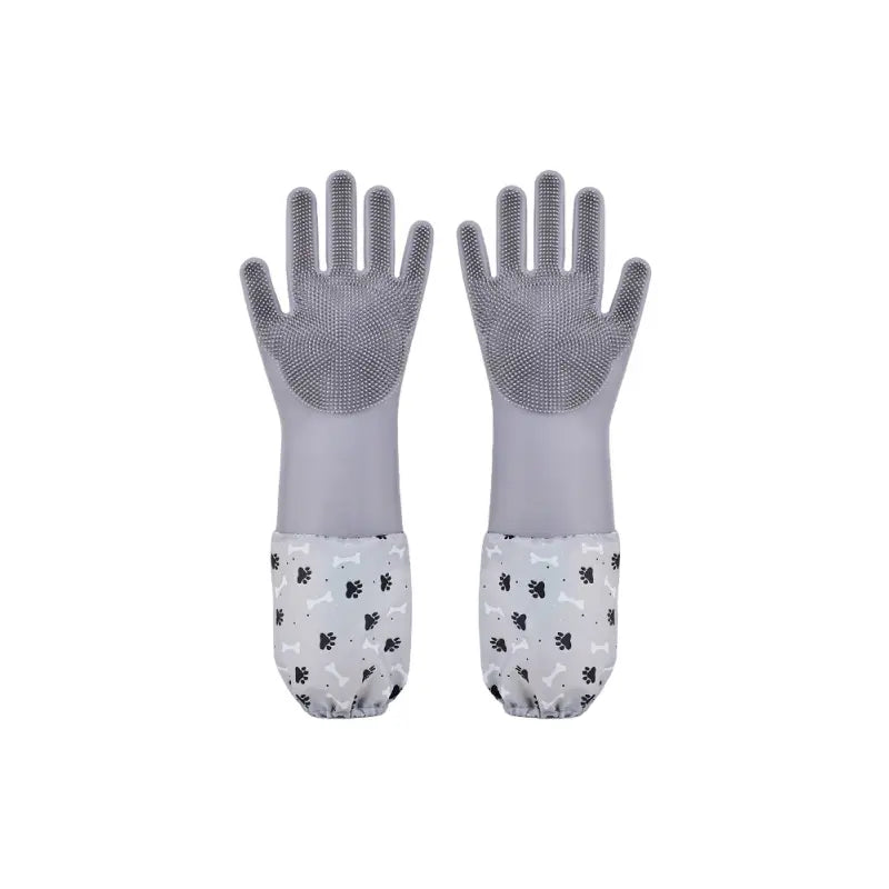 Extra-Long Silicone Pet Bathing Gloves variant