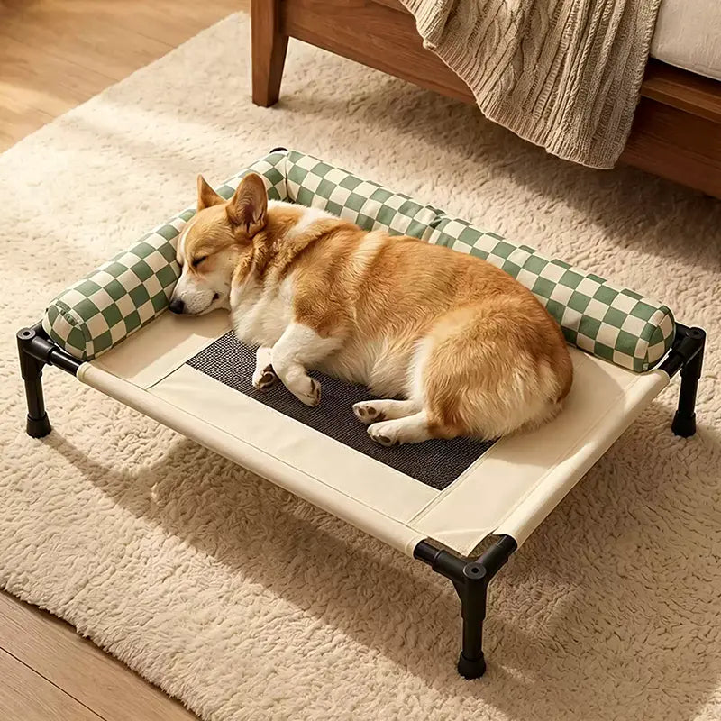 Foldable Elevated Mesh Pet Cot with Bolsters product view