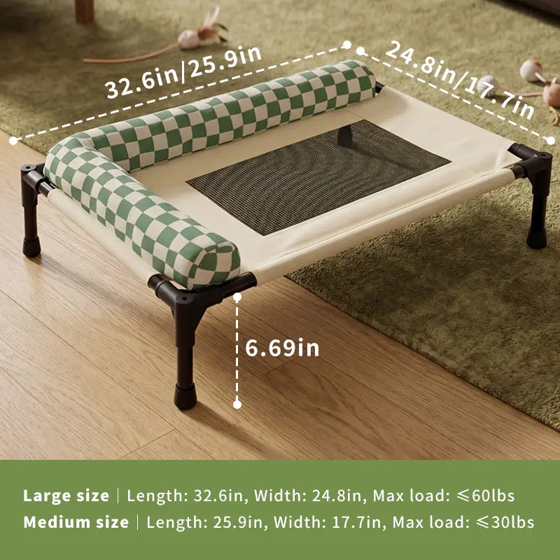 Foldable Elevated Mesh Pet Cot with Bolsters feature detail 6