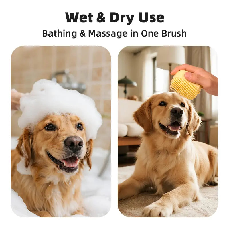 Silicone Pet Bathing & Massage Shampoo Brush feature detail 1