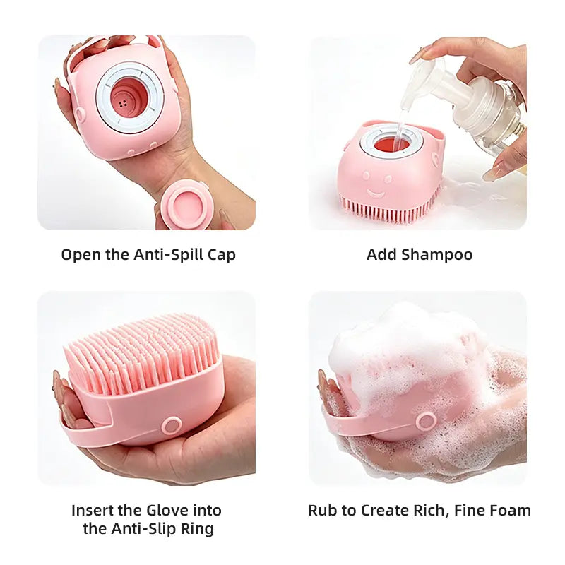 Silicone Pet Bathing & Massage Shampoo Brush feature detail 4