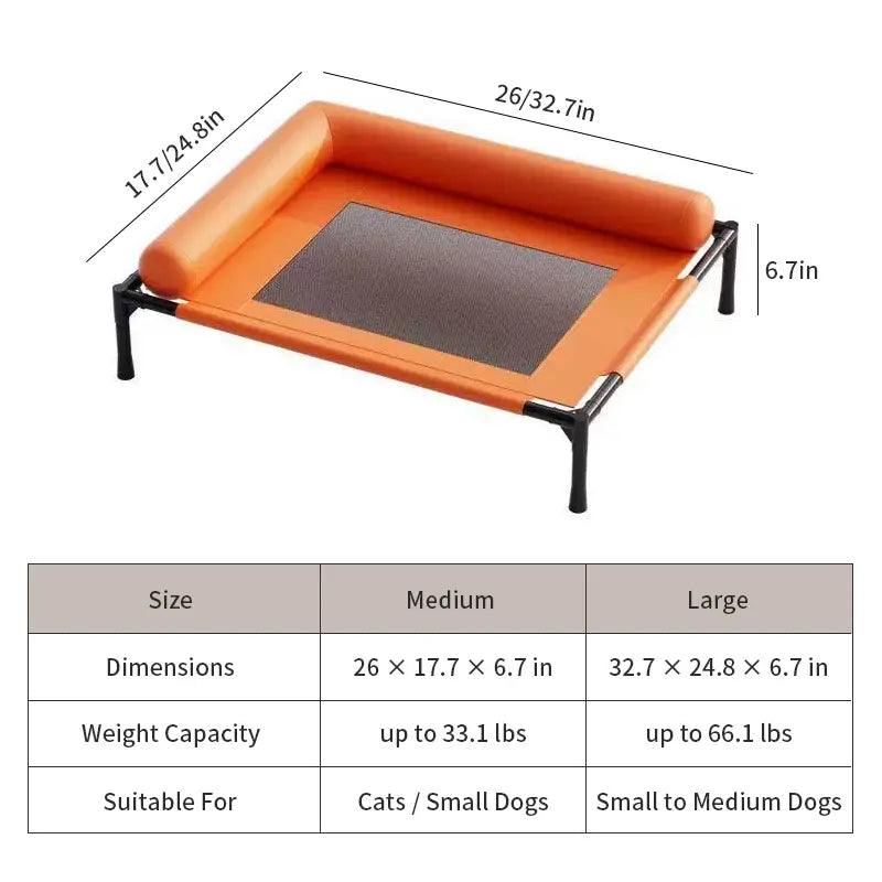 Elevated Pet Cot with Padded Bolsters feature detail 7