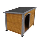 Raised Wooden Dog House with Sloped Roof — angled product view