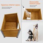 Raised Wooden Dog House with Sloped Roof — removable floor panel