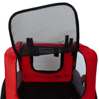 Red Folding Pet Bike Trailer with Mesh Windows — mesh roof opening
