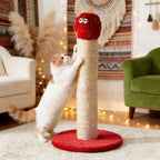 Red Monster Sisal Cat Scratching Post — cat scratching the sisal post