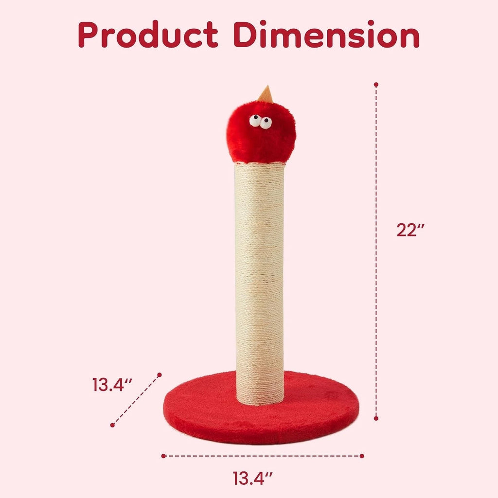 Red Monster Sisal Cat Scratching Post — scratching post dimensions