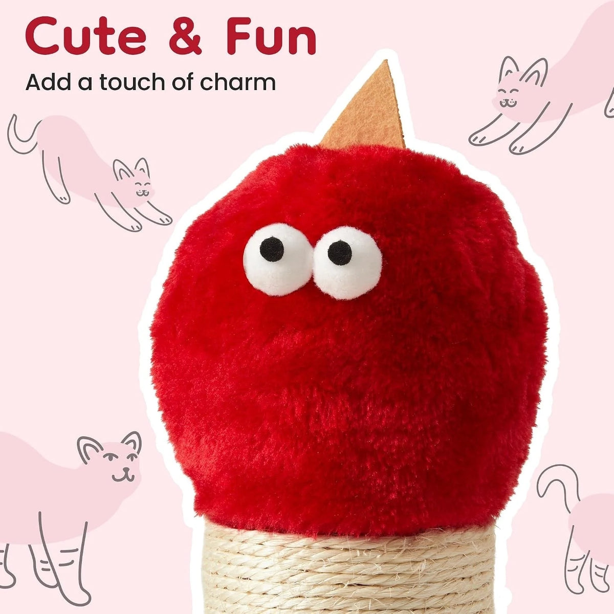 Red Monster Sisal Cat Scratching Post — monster character detail