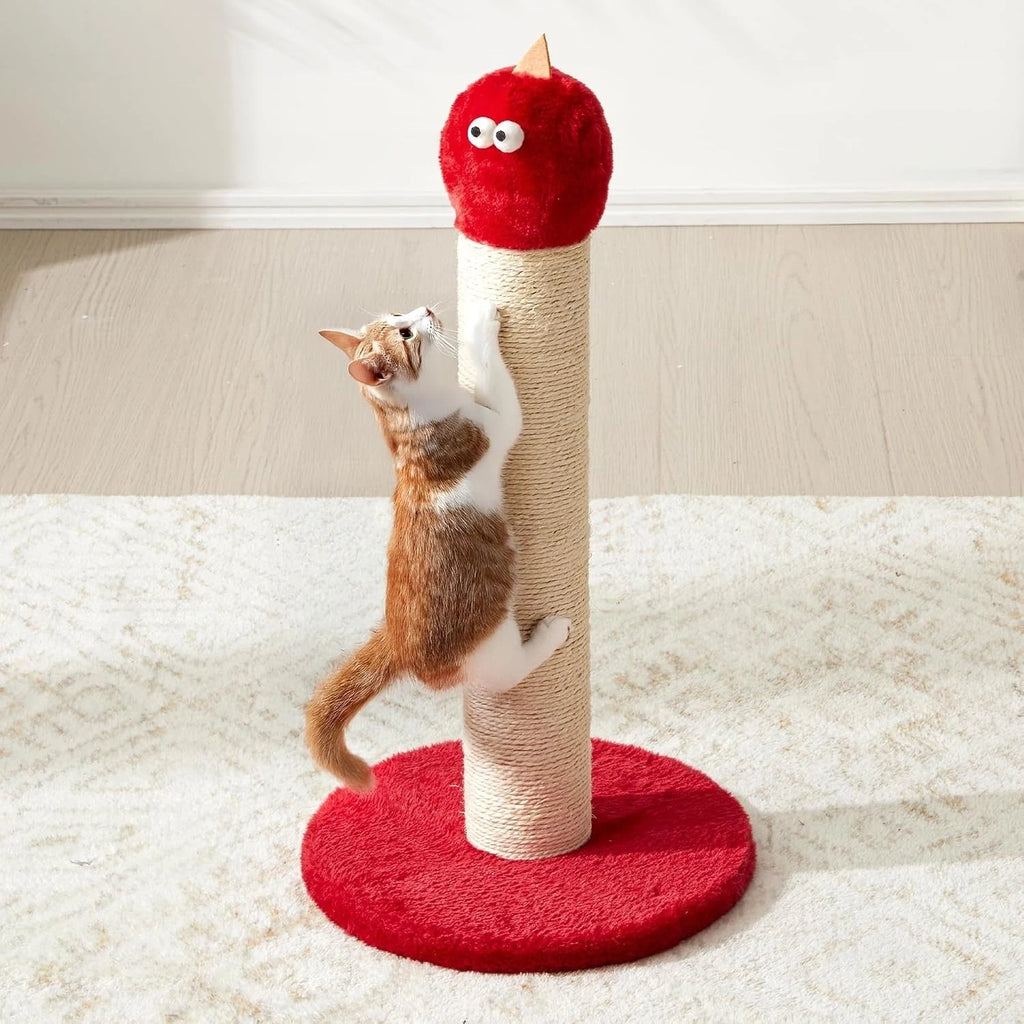 Red Monster Sisal Cat Scratching Post — sisal scratching surface