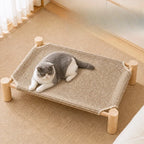 Rattan-Woven Cat Bed with Scratching Surface