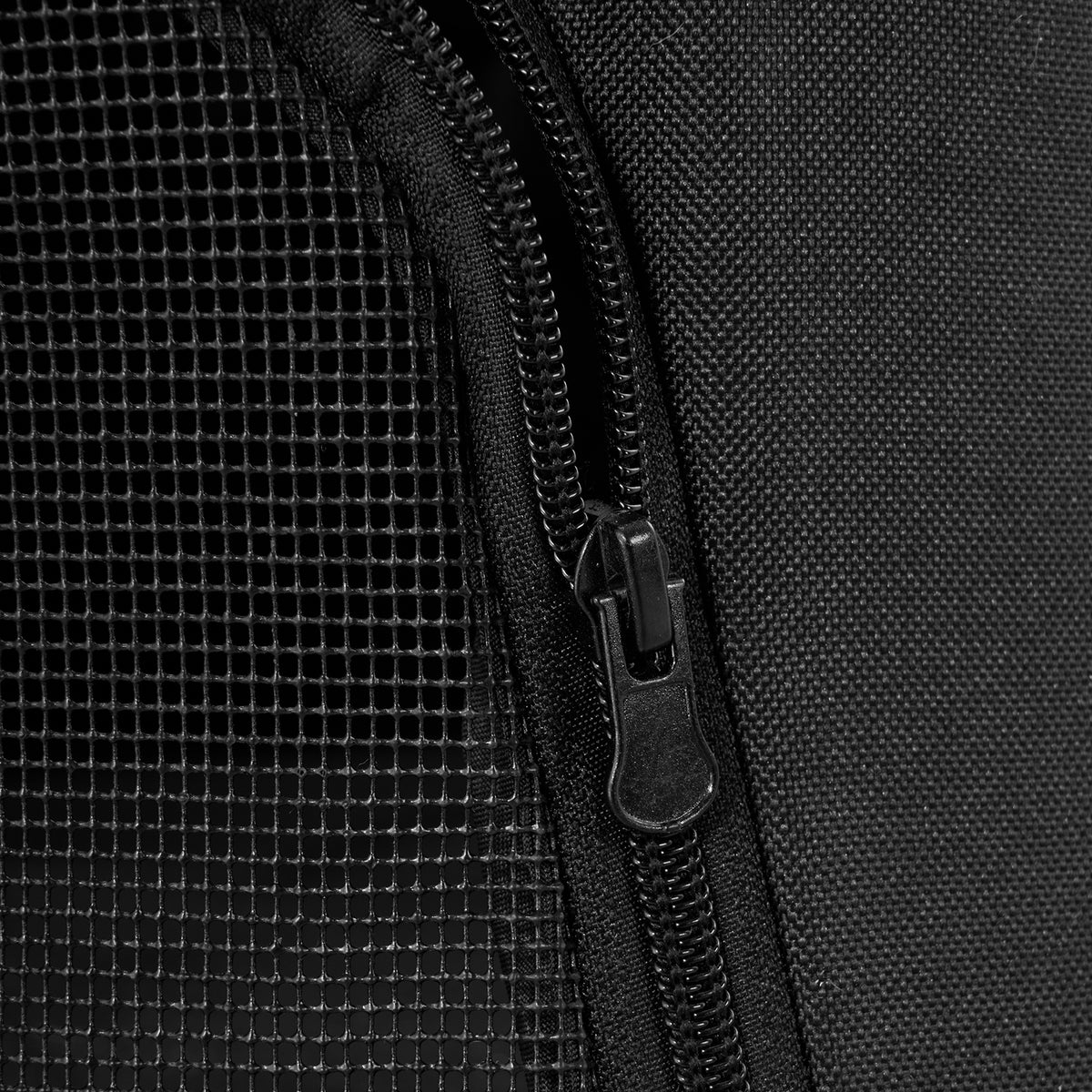 Close-up of black mesh and fabric