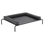 Gray XL elevated dog cot with U-shaped pillow and black steel frame