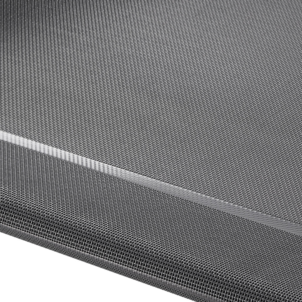 Close-up of the breathable Textilene mesh sleeping surface