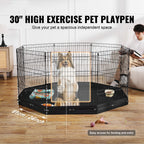 30-Inch 8-Panel Dog Playpen with Mat — panel height and door