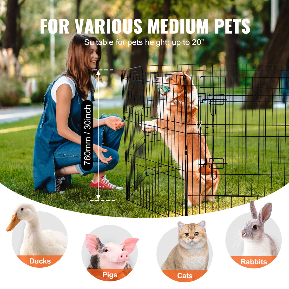 30-Inch 8-Panel Dog Playpen with Mat — outdoor supervised pet area