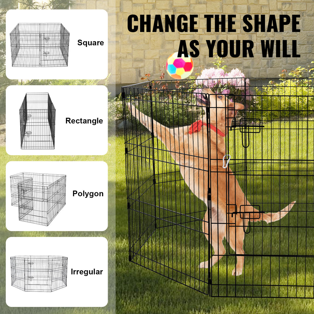 30-Inch 8-Panel Dog Playpen with Mat — alternative panel arrangements