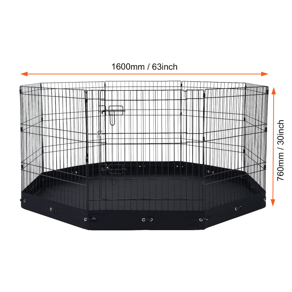 30-Inch 8-Panel Dog Playpen with Mat — octagonal footprint graphic
