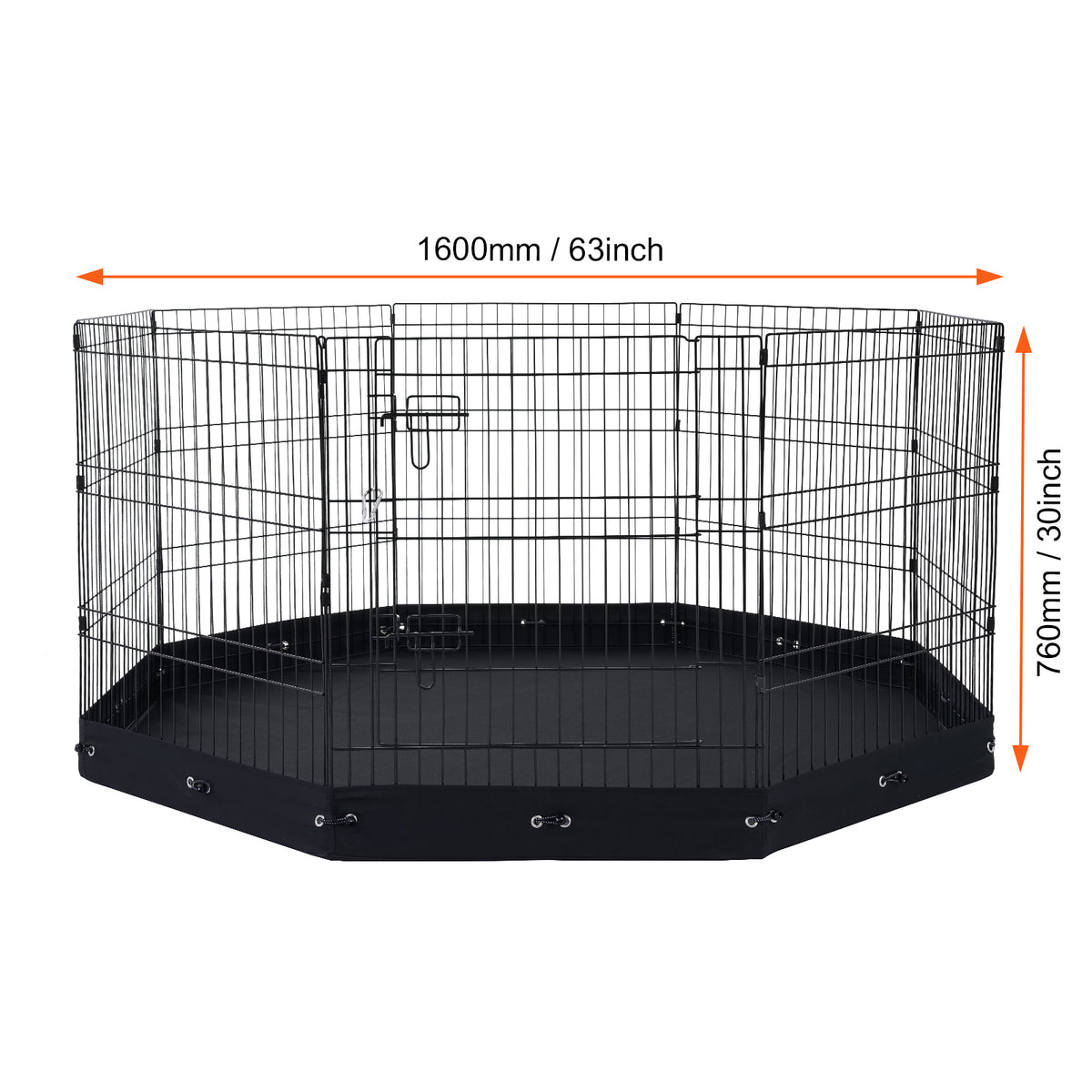 30-Inch 8-Panel Dog Playpen with Mat — octagonal footprint graphic