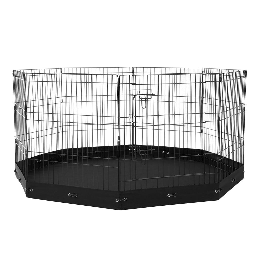 30-Inch 8-Panel Dog Playpen with Mat — assembled pen and mat