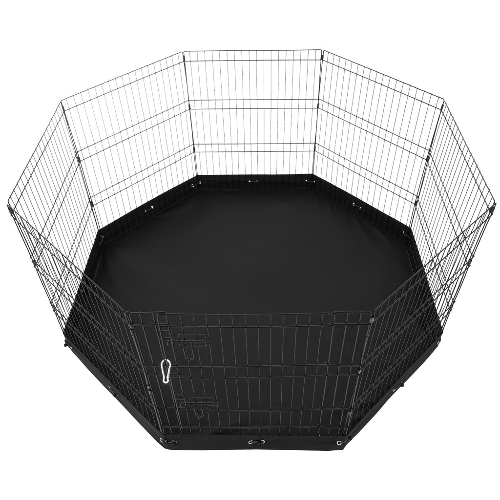 30-Inch 8-Panel Dog Playpen with Mat — top view