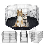 30-Inch 8-Panel Dog Playpen with Mat — pen shown with dogs