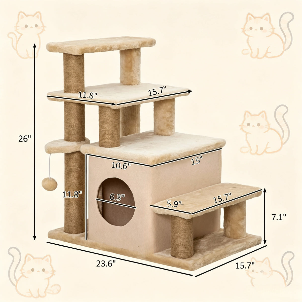 Cat stairs, steps and condo dimensions