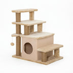 Four-step cat stairs on white background