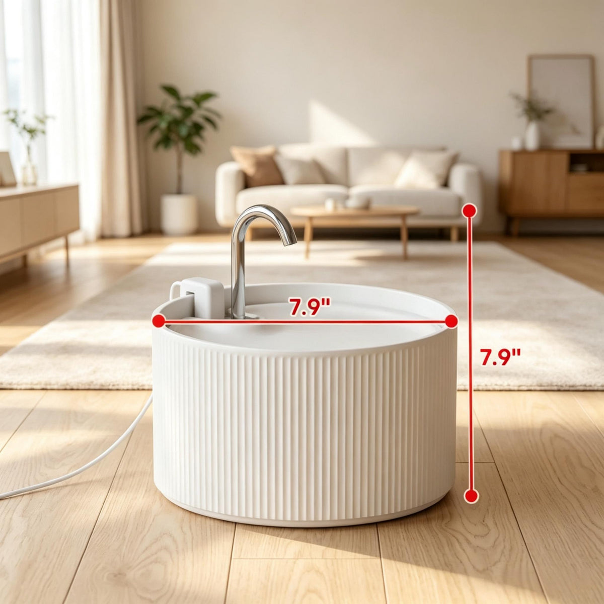 2.2L Ceramic Cat Water Fountain — dimension diagram