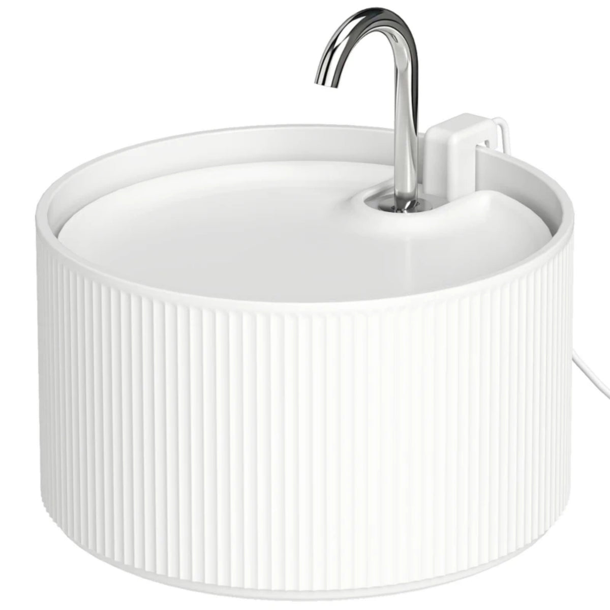 2.2L Ceramic Cat Water Fountain — white ceramic body and faucet