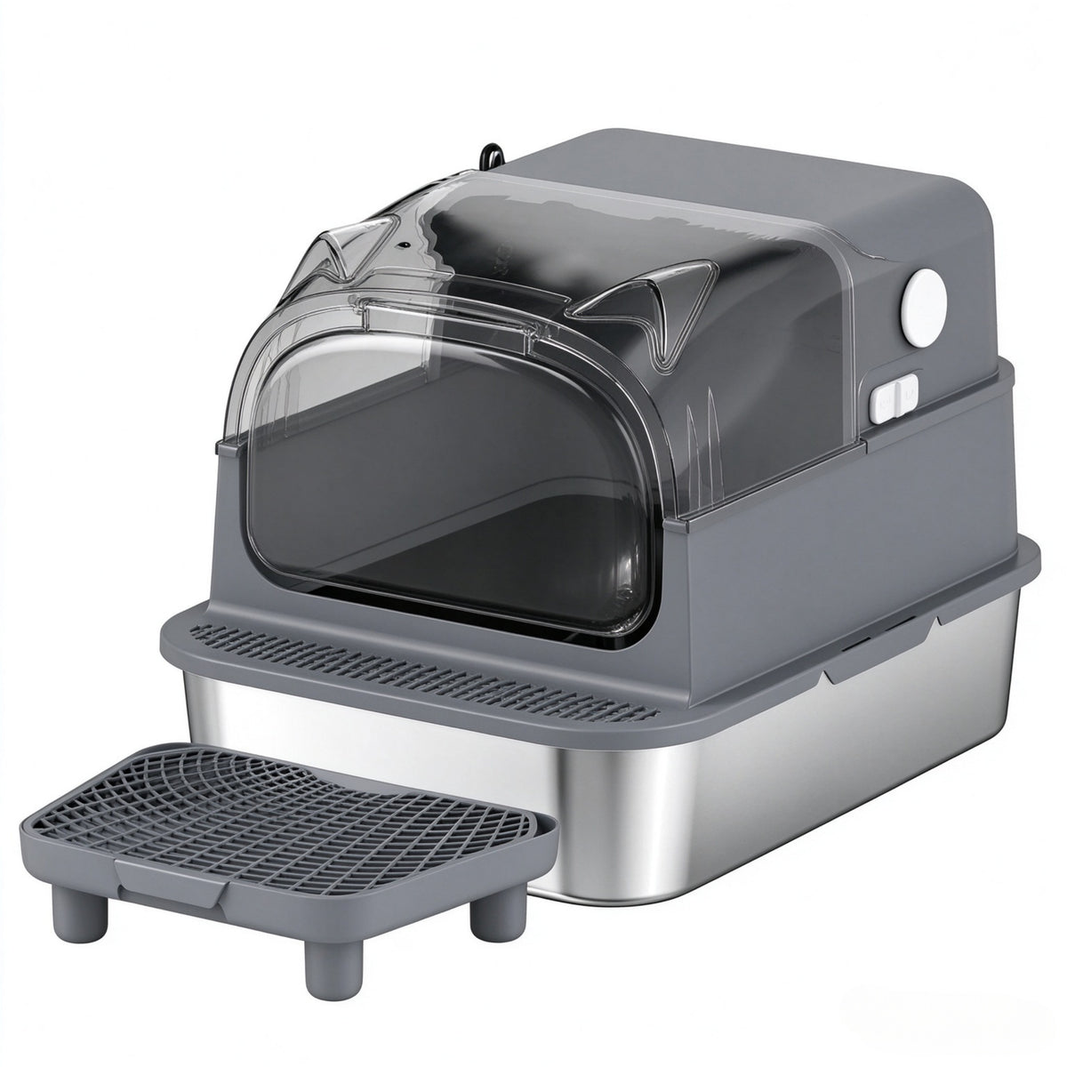 Enclosed Stainless Steel Cat Litter Box — product with step