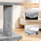 Plush covering and dry-wipe care details on gray pet stairs