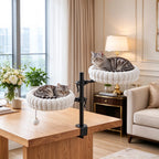 Dual Cat Desk Hammock with Clamp — two cats resting beside a desk