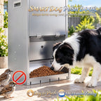 Galvanized gravity dog feeder — acrylic push door