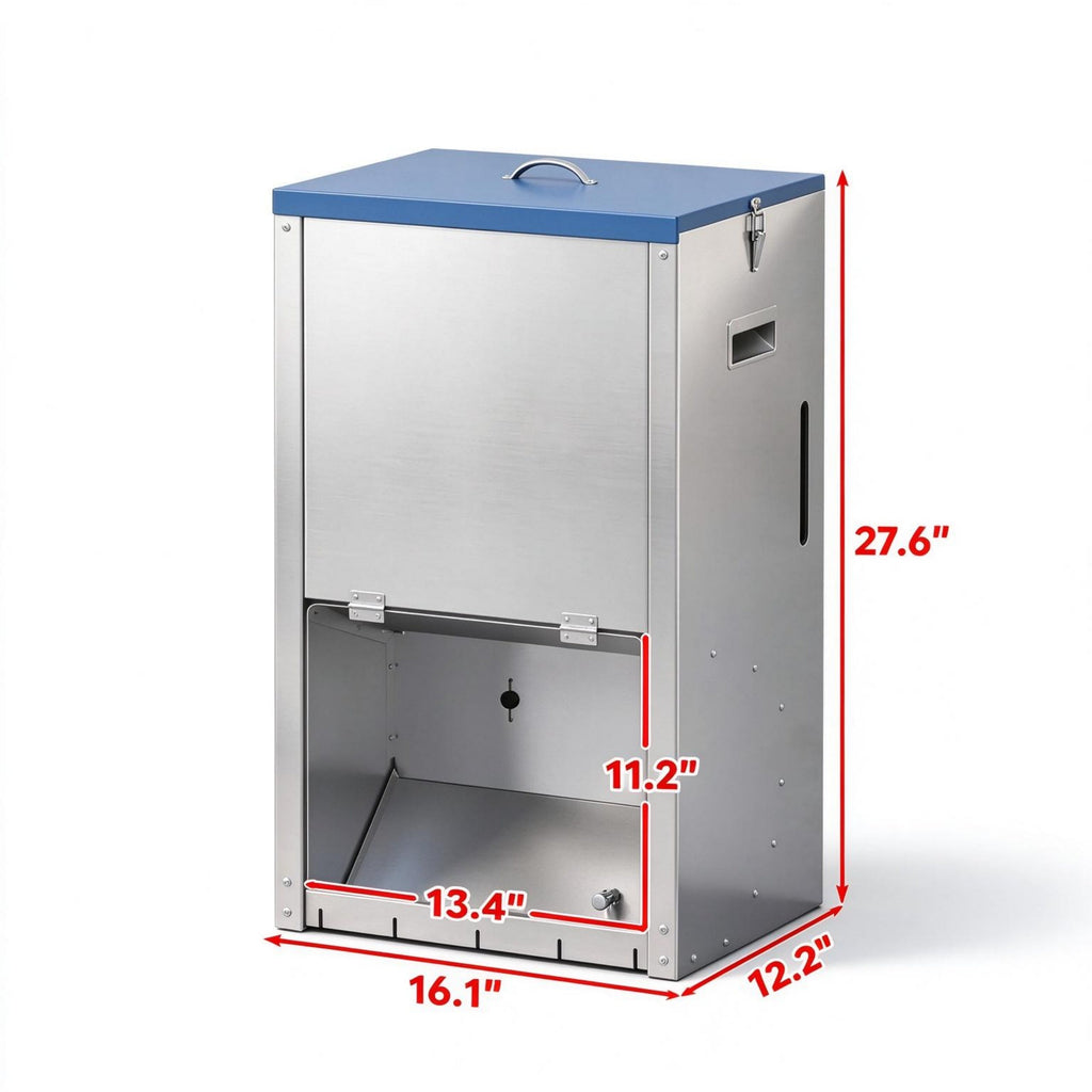 Galvanized gravity dog feeder — overall dimensions