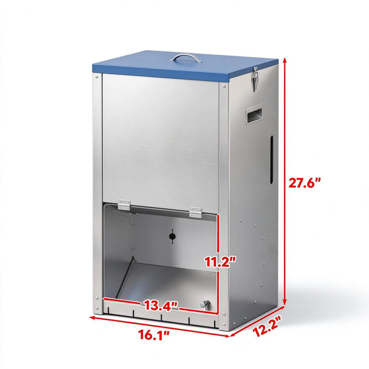 Galvanized gravity dog feeder — overall dimensions